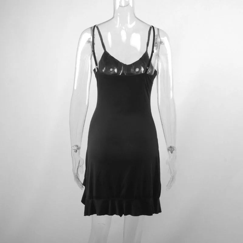 Summer Sexy Mini Dress for Women - Sleeveless, Backless Bodycon, Split Folded A-Line Dress, Party & Club Wear