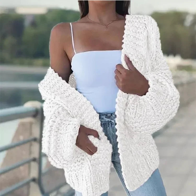 ALLUKASA Women’s Autumn Winter Cardigan – Plush Batwing Long Sleeve Loose Knit Sweater Outerwear Fashion Pullover