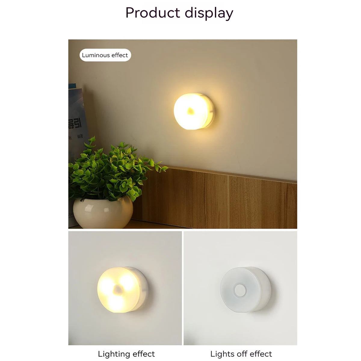LED Battery Powered Bedside Night Light – 3 Mode Eye Protection Lamp for Kitchen, Wardrobe, Stair & Closet