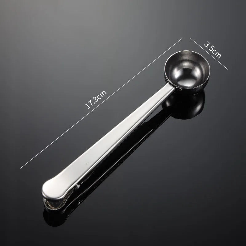 Stainless Steel Coffee Scoop with Clip – Multi-Function Spoon & Bag Sealer for Coffee Beans & Tea Leaves
