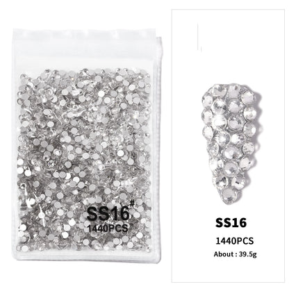 12-Grid 3D Glass AB Crystal Nail Art Rhinestones Kit – Flatback Round Beads with Tools for Nail Jewelry & Diamond Decoration