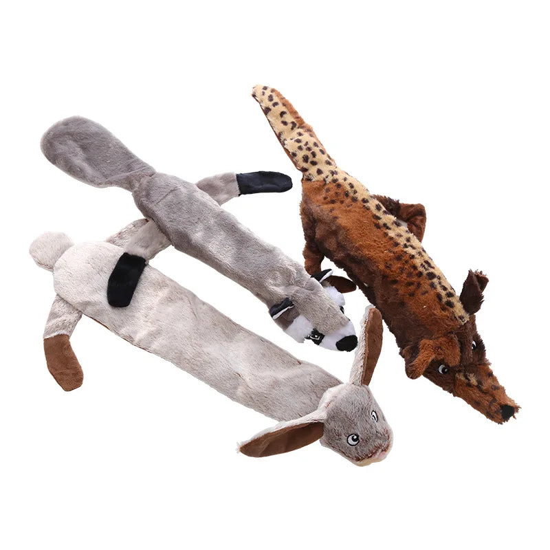 Funny Stuffingless Dog Toys – Durable Plush Animal Chew Toy with Squeakers & Crinkle, New Pet Squeak Toy