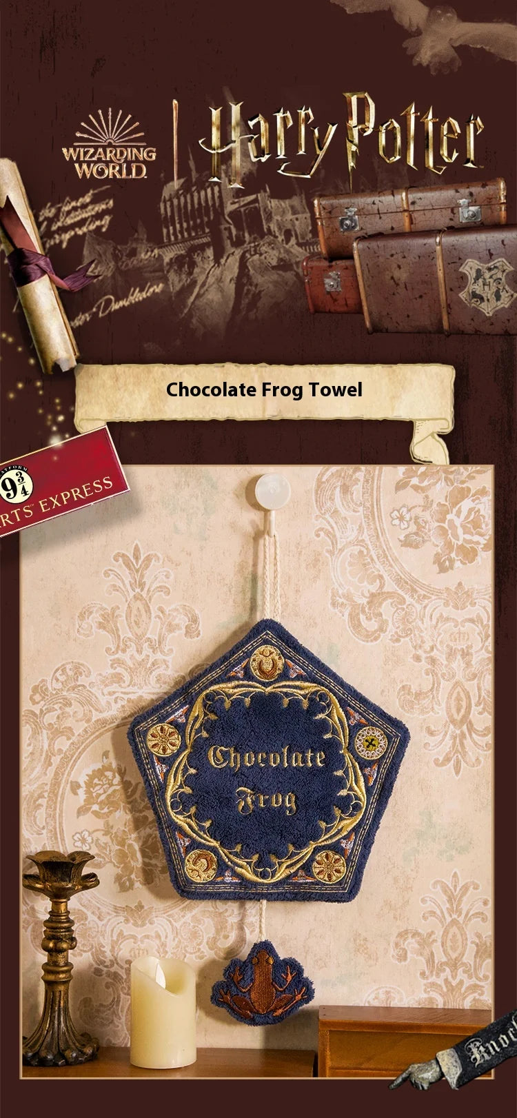 Miniso Warner Harry Potter Magic Chocolate Frog Towel – Embroidered Coral Velvet with High Count Embroidery