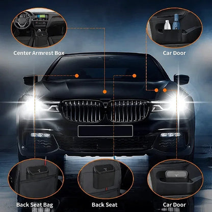 Mini Car Trash Can with Lid - Leak-Proof Auto Waste Bin with 60 Garbage Bags Car Accessory