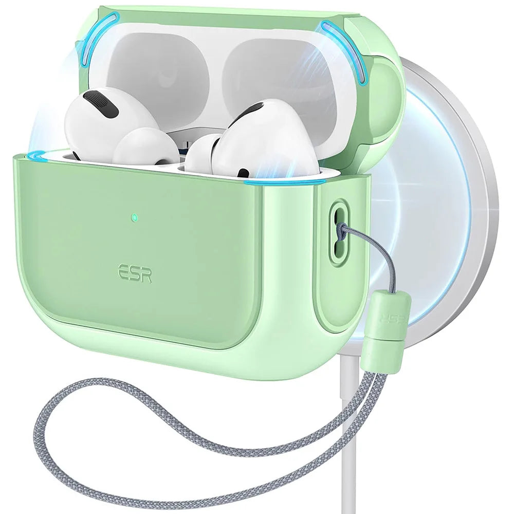 ESR AirPods Pro 2 Case with Lanyard – MagSafe Compatible Cover for AirPods Pro (2023/2022/2019) with USB-C/Lightning Cable
