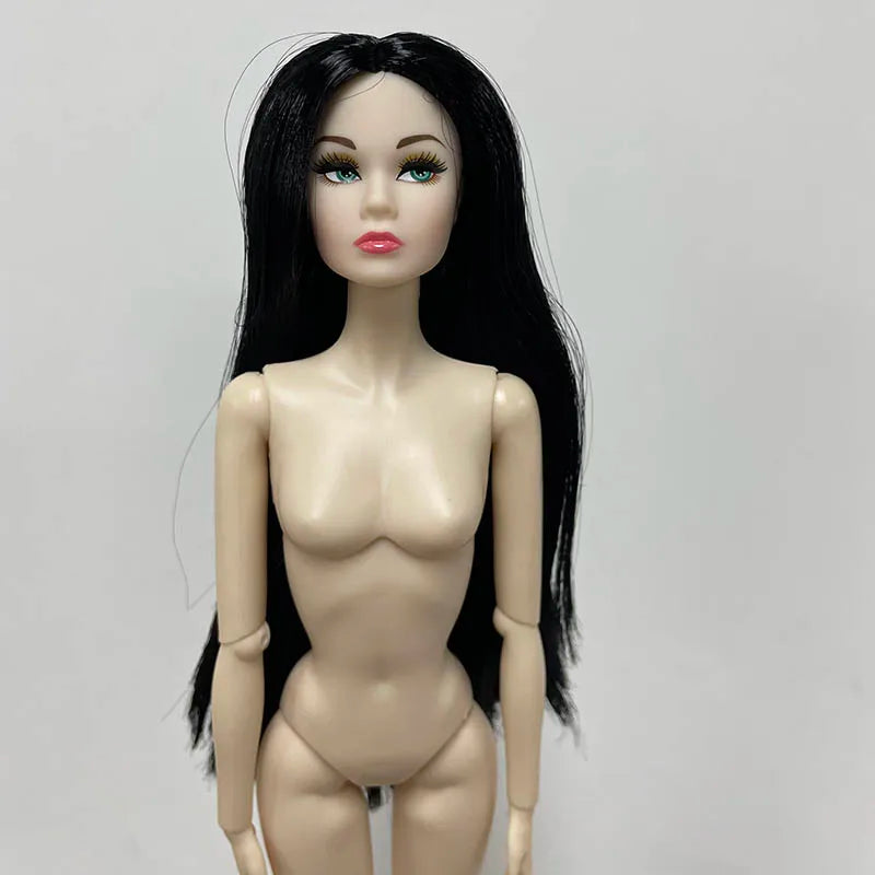 32cm Star FR Supermodel Doll — 1/6 Nude Fashion Doll with Trend Makeup, Curly & Straight Hair, White/Black/Wheat Skin DIY Dress-Up Toy