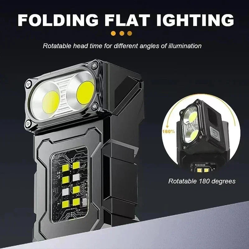 2/1pcs Portable Mini USB Rechargeable Flashlight — Super Bright LED Tail Magnet Torch with COB Emergency Light for Camping & Hiking