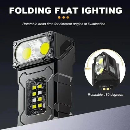 2/1pcs Portable Mini USB Rechargeable Flashlight — Super Bright LED Tail Magnet Torch with COB Emergency Light for Camping & Hiking