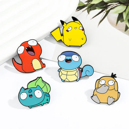 Kawaii Anime Enamel Pins — Cute Psyduck, Pikachu & Charmander Brooches for Kids, Hats & Accessories Gifts