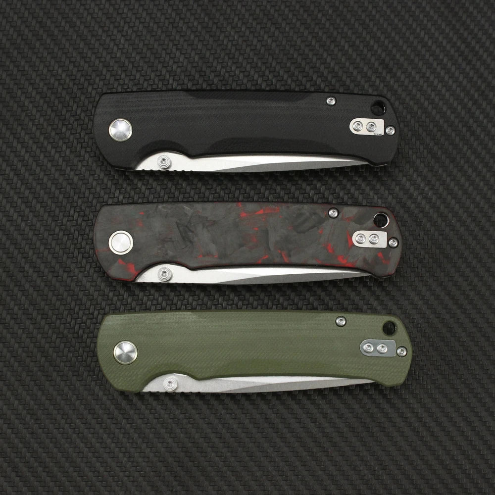 Tunafire 14C28N Steel Folding Tactical Knife – G10/Carbon Fiber Handle Flipper EDC Pocket Knife for Camping & Hunting