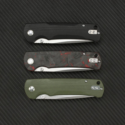 Tunafire 14C28N Steel Folding Tactical Knife – G10/Carbon Fiber Handle Flipper EDC Pocket Knife for Camping & Hunting