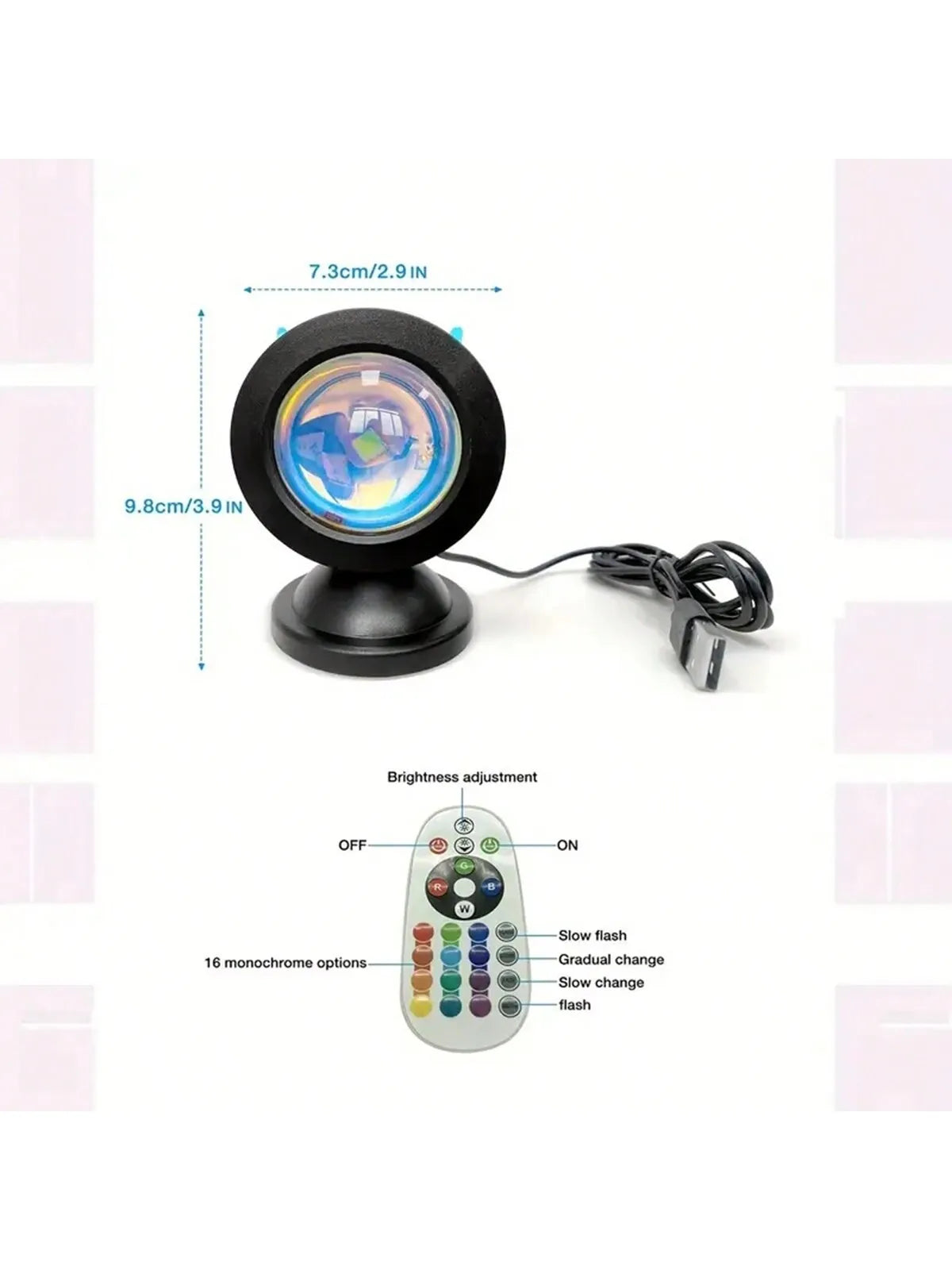 New Sunset Light with Earbuds & Remote Control – 16 Colors, Customizable Version