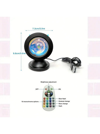 New Sunset Light with Earbuds & Remote Control – 16 Colors, Customizable Version