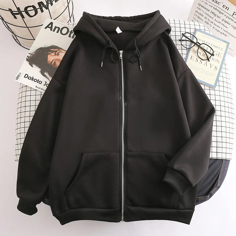 Fashion Men's Oversized Jacket – Long Sleeve Zipper Hoodie for Streetwear and Casual Style