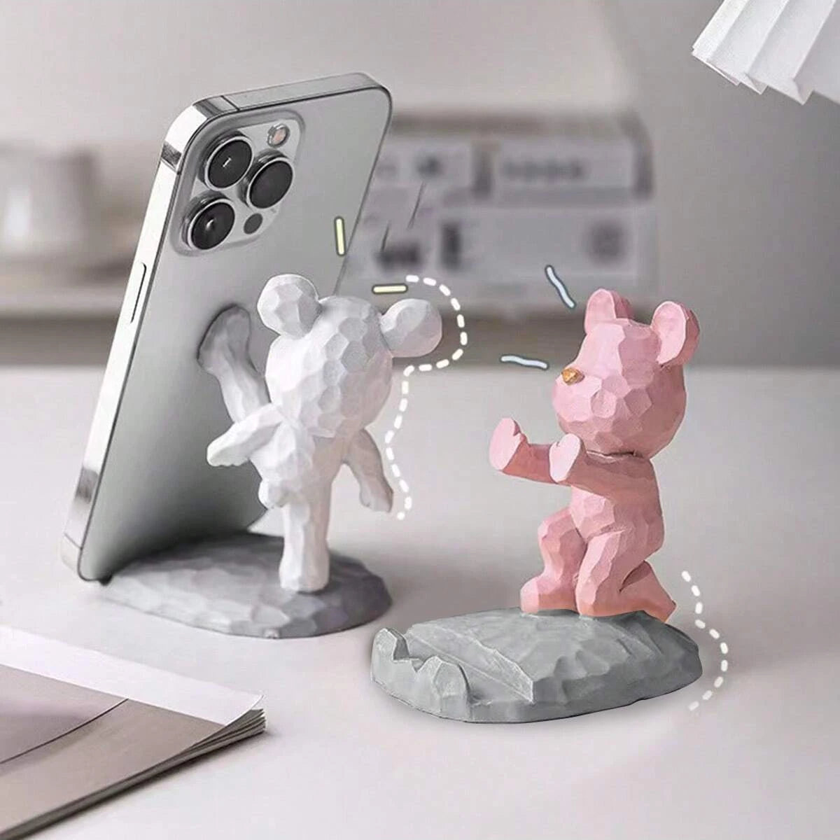 Cartoon Bear Phone Tablet Stand - Adjustable Desktop Holder for Watching Videos and Home Decor