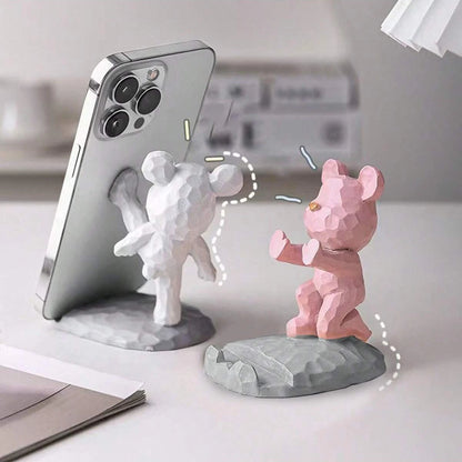 Cartoon Bear Phone Tablet Stand - Adjustable Desktop Holder for Watching Videos and Home Decor