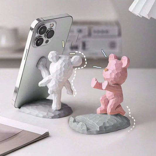Cartoon Bear Phone Tablet Stand - Adjustable Desktop Holder for Watching Videos and Home Decor