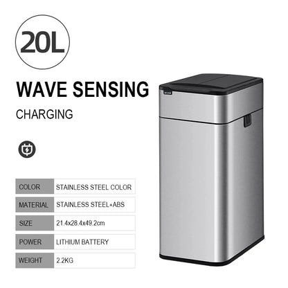 20L Stainless Steel Smart Sensor Trash Can — Automatic Kitchen Food & Waste Bin (15L/20L)