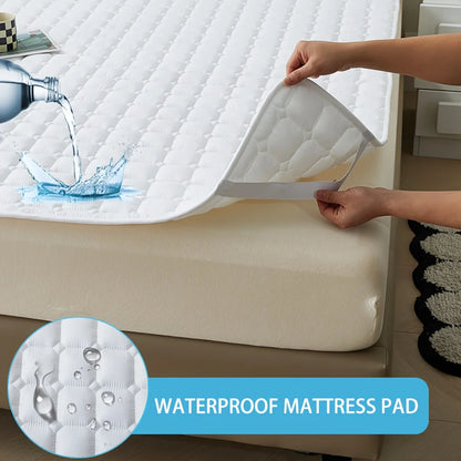 Waterproof Quilted Mattress Protector - Thick Breathable Mattress Topper for Single or Double Beds