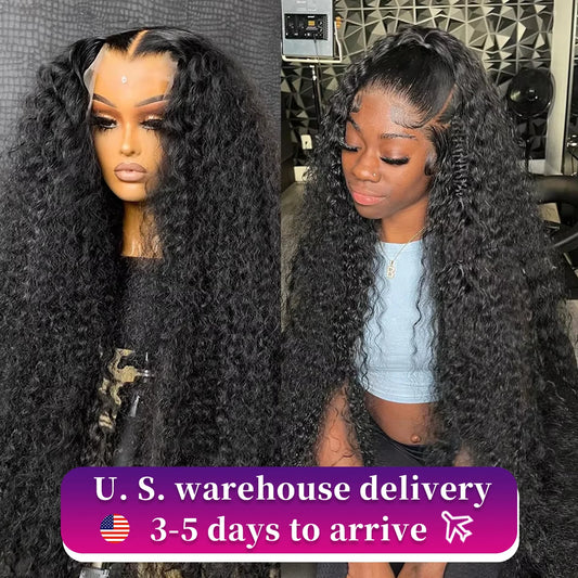 250 Density 13x6 HD Transparent Lace Frontal Wig – Deep Water Wave Curly, 30-34 Inch Human Hair for Women