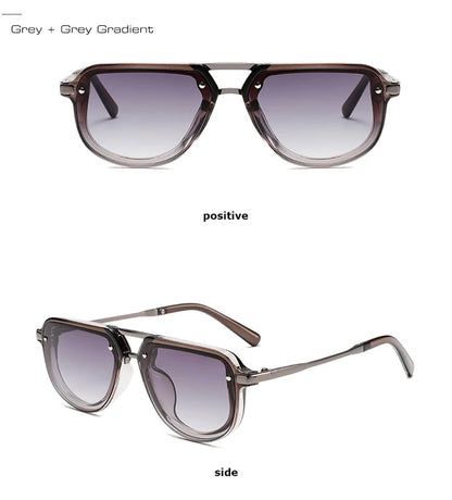 SHAUNA Retro Oval Sunglasses – Luxury Punk UV400 Shades for Women & Men
