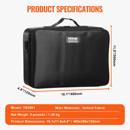 SucceBuy Rolling Makeup Train Case – Waterproof Oxford Makeup Organizer with Handle, Wheels & Carry Strap