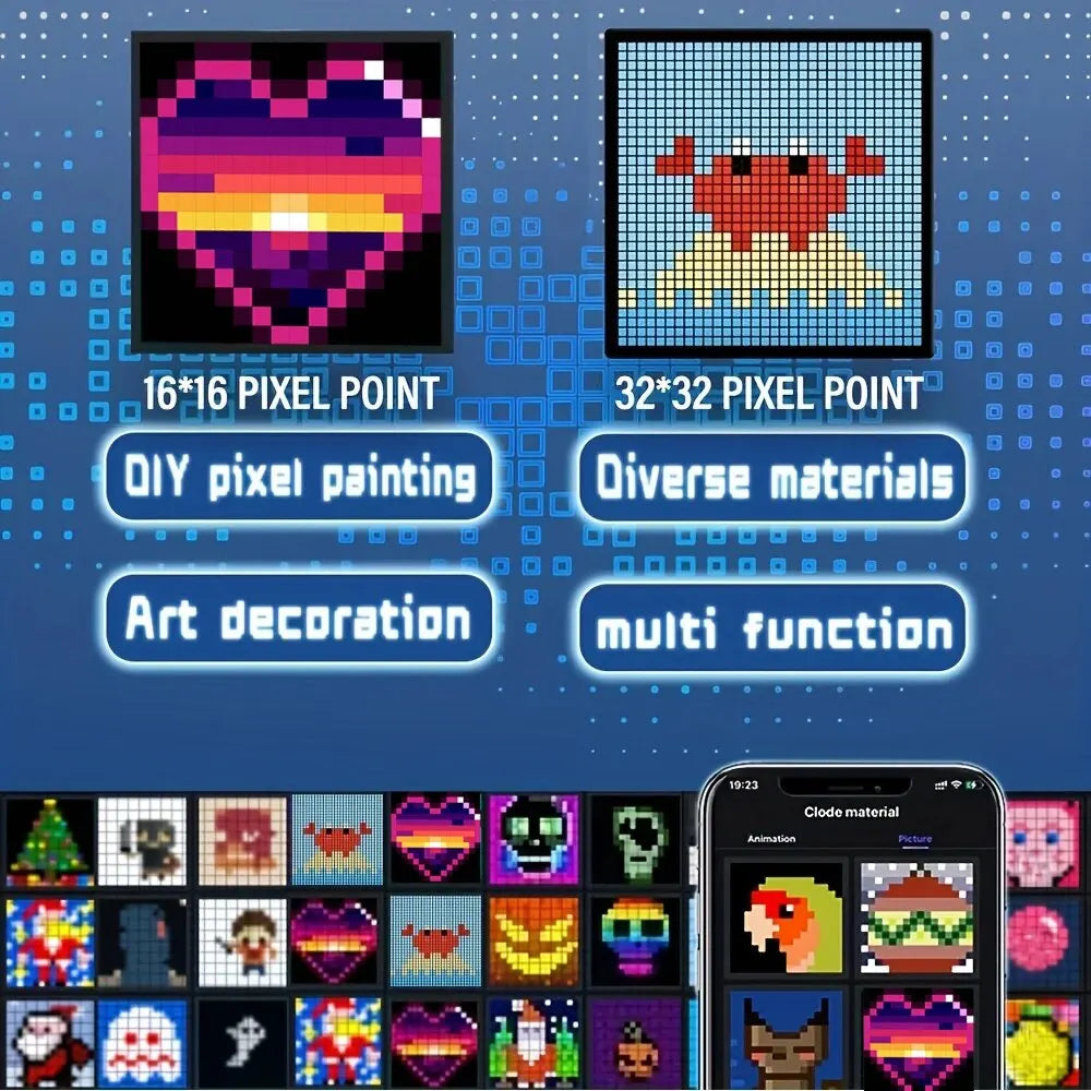 LED Pixel Display Night Light – APP Controlled Programmable Text & Animation DIY Lamp for Home, Bedroom, Game Room & Bar Decor