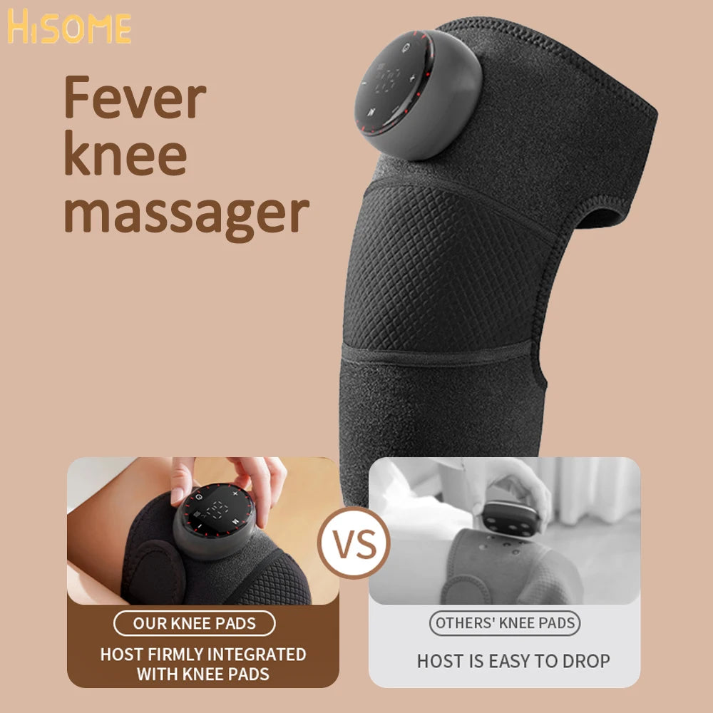 USB Heated Knee Massager - Far Infrared Joint Support Pad with 5-Level Heat and Massage Controls