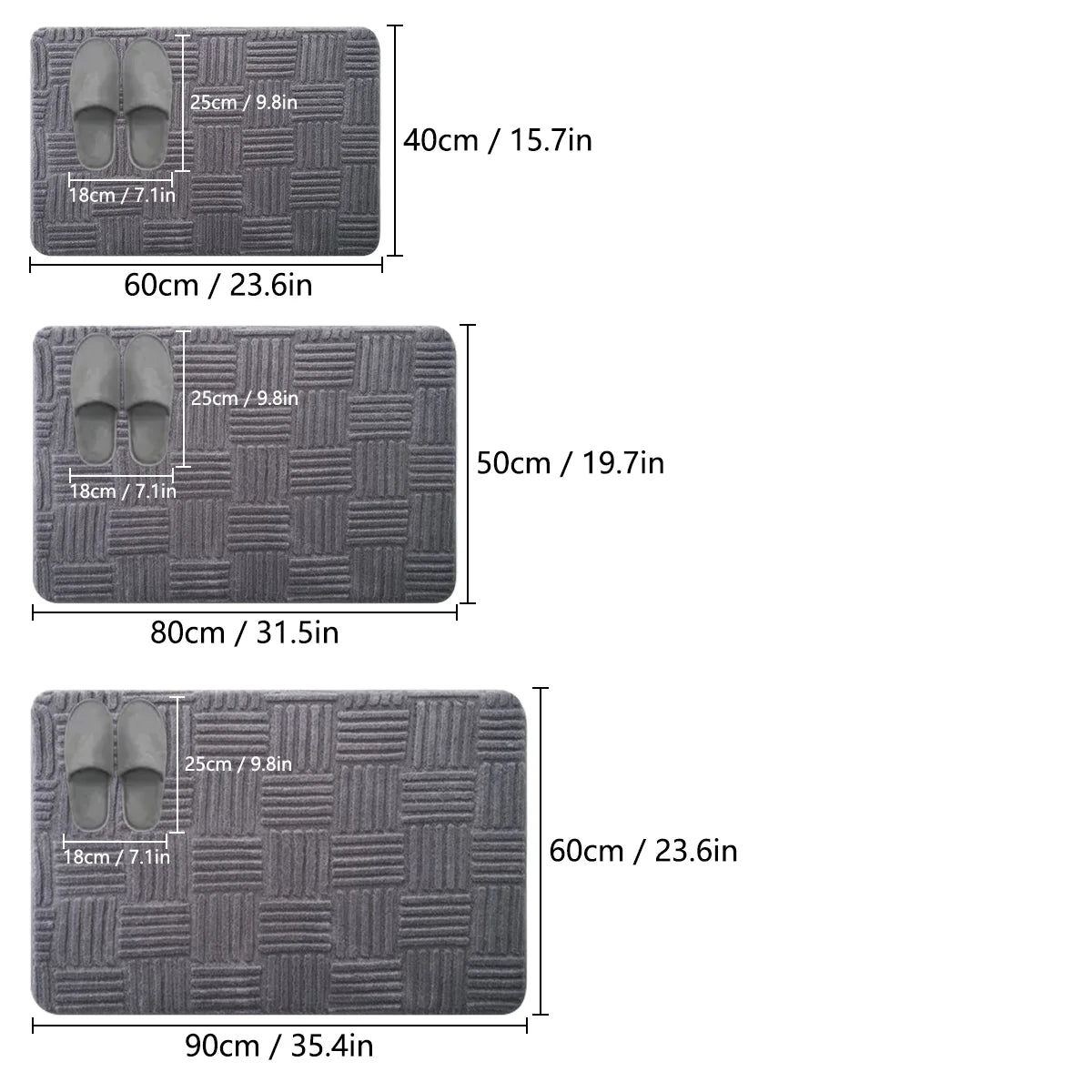 Thickened Absorbent Striped Floor Mat - Solid Color Non-Slip Cotton Velvet Bathroom & Bedroom Carpet