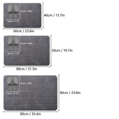 Thickened Absorbent Striped Floor Mat - Solid Color Non-Slip Cotton Velvet Bathroom & Bedroom Carpet