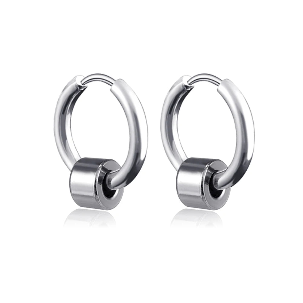 Long Hanging Cross & Leaf Hoop Earrings – Vintage Stainless Steel Hip Hop Unisex Jewelry Accessories