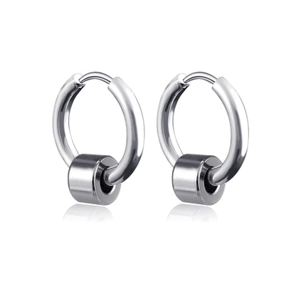 Long Hanging Cross & Leaf Hoop Earrings – Vintage Stainless Steel Hip Hop Unisex Jewelry Accessories