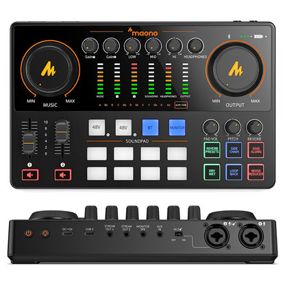 MaonoCaster AME2 Gen2 Audio Interface Mixer — Dual XLR Podcast & Guitar Streaming with Pro Preamp