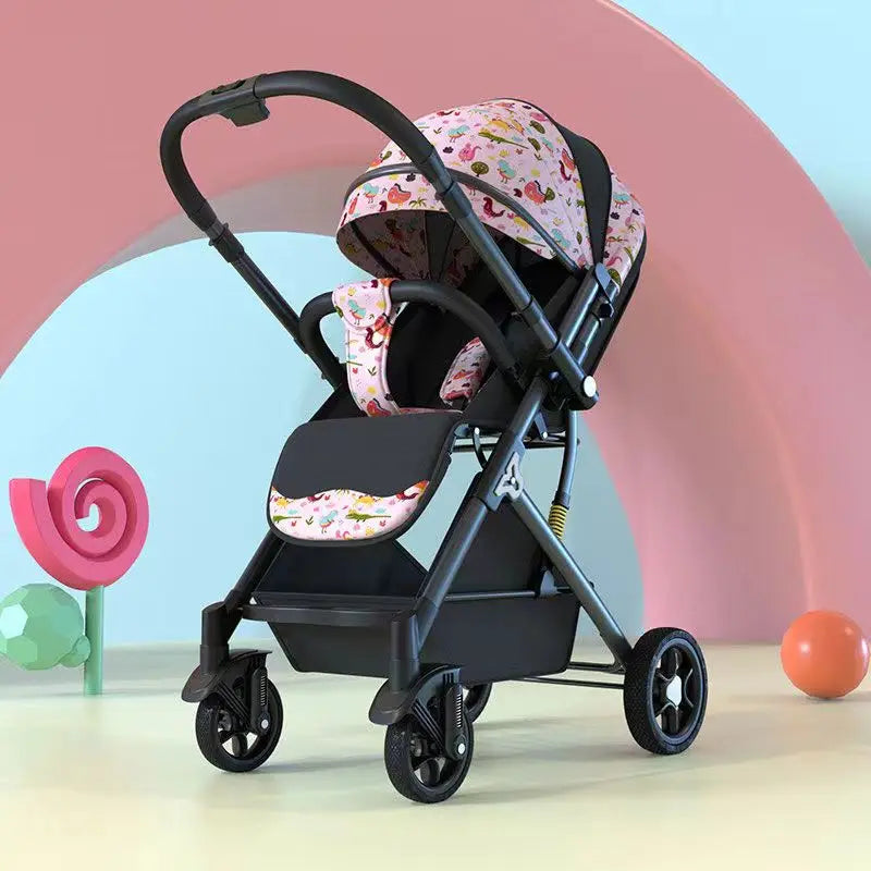 Lightweight Two-Way Baby Stroller — High Landscape, Spine Protection, 4-Wheel Newborn Push Trolley