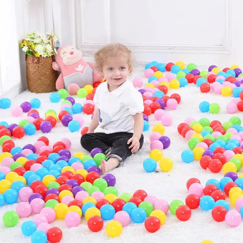 Colorful Baby Plastic Balls — Water Pool & Ocean Wave Balls with Basketball Hoop for Kids, Outdoor Tent Playhouse Toys