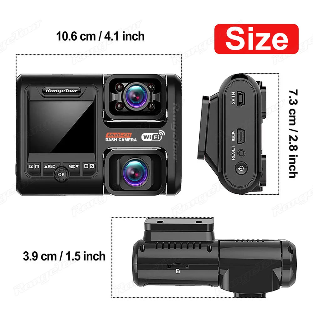 4K 2160P Dual Lens Car DVR – WIFI GPS Logger, Novatek 96663 Chip, Sony Sensor, Night Vision Dash Cam Recorder D30H