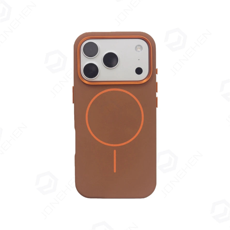 Business Matte Leather MagSafe Case - Magnetic Alloy Lens Cover for iPhone 13, 14, 15, 16 & 17 Air/Pro Max