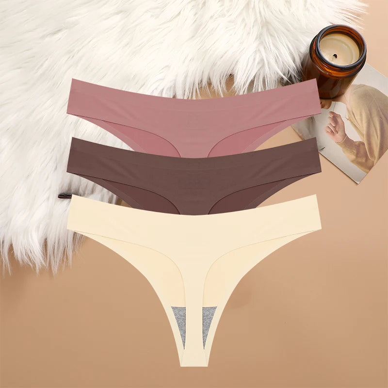 3PCS Sexy G-String Underwear Set – Breathable Seamless Low Waist T-Back Bikini Panties for Women, S-XL Sizes