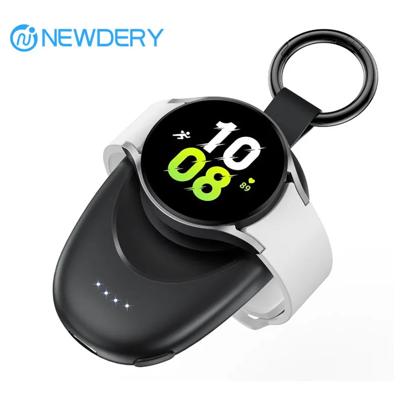 1400mAh Magnetic Keychain Power Bank — Portable Wireless Charger for Galaxy Watch 7/Ultra/6/6 Classic/5 Pro/4/3 & Active 2