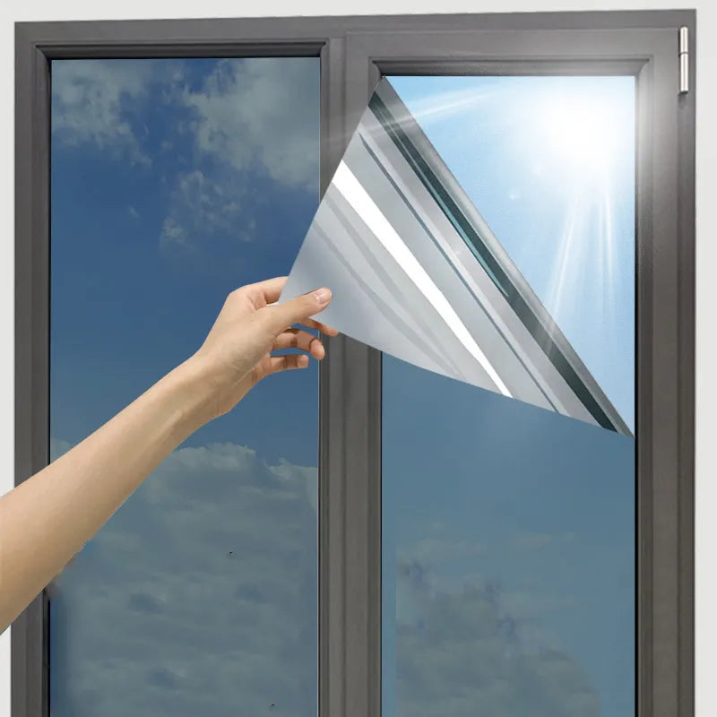 One Way Window Film - Mirror Effect Tint Glass Covering for Home Office, Reflective Heat Control Anti-UV Glass Door Sticker by AFDB
