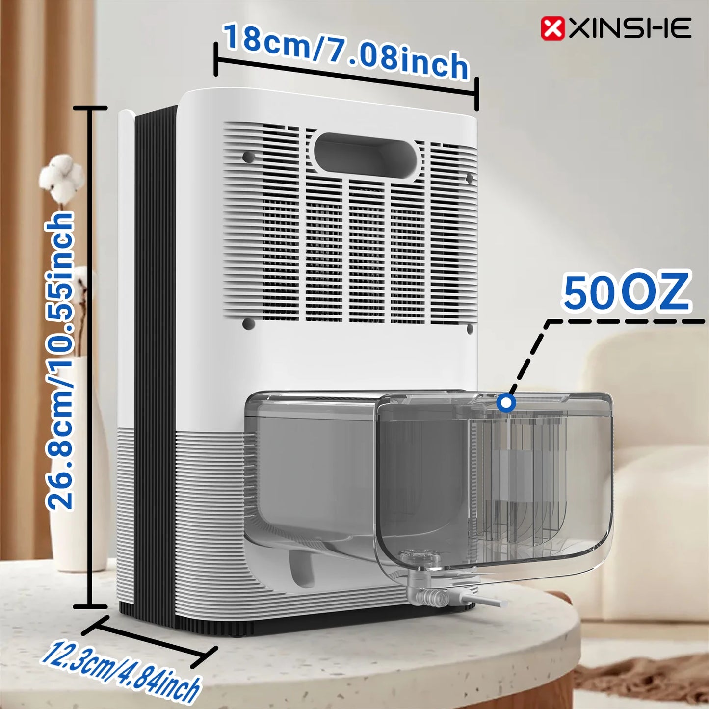 Dehumidifier – 1.2L Large Tank, Covers Up to 80m², Suitable for Home, Bedroom, Office & Kitchen, EU/US Plug