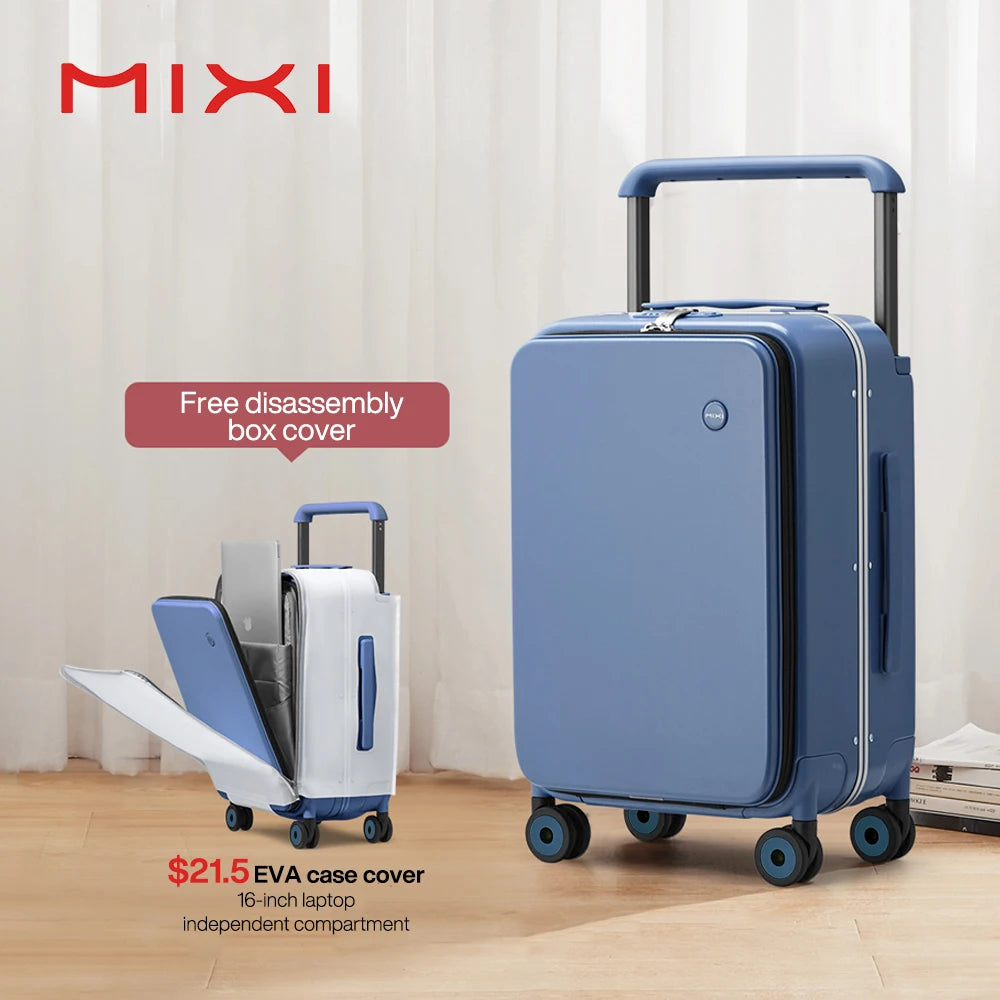 20-Inch Carry-On Suitcase - Wide Handle PC Luggage with Aluminum Frame for Men & Women Travel