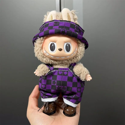Cute Mini Plush Doll Clothes for 17cm Labubu – Various Overalls & Outfit Accessories