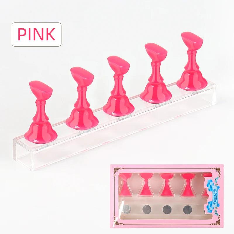 5PCS Magnetic Nail Tip Holders - Crystal Base False Nail Practice & Nail Art Display Stand