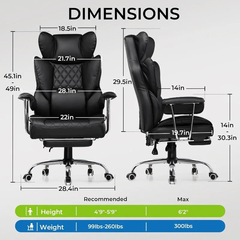 Ergonomic Gaming & Office Chair – Wide Desk Chair with Pocket Spring Lumbar Support