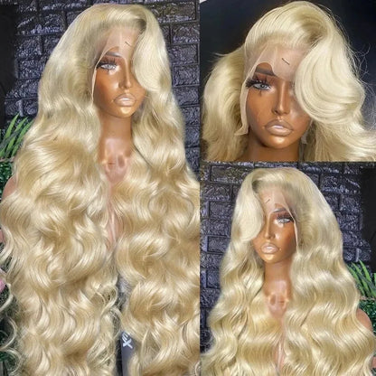 13x6 HD Lace Frontal Wig – 13x4 Transparent 613 Blonde Body Wave Human Hair Wig, 250 Density
