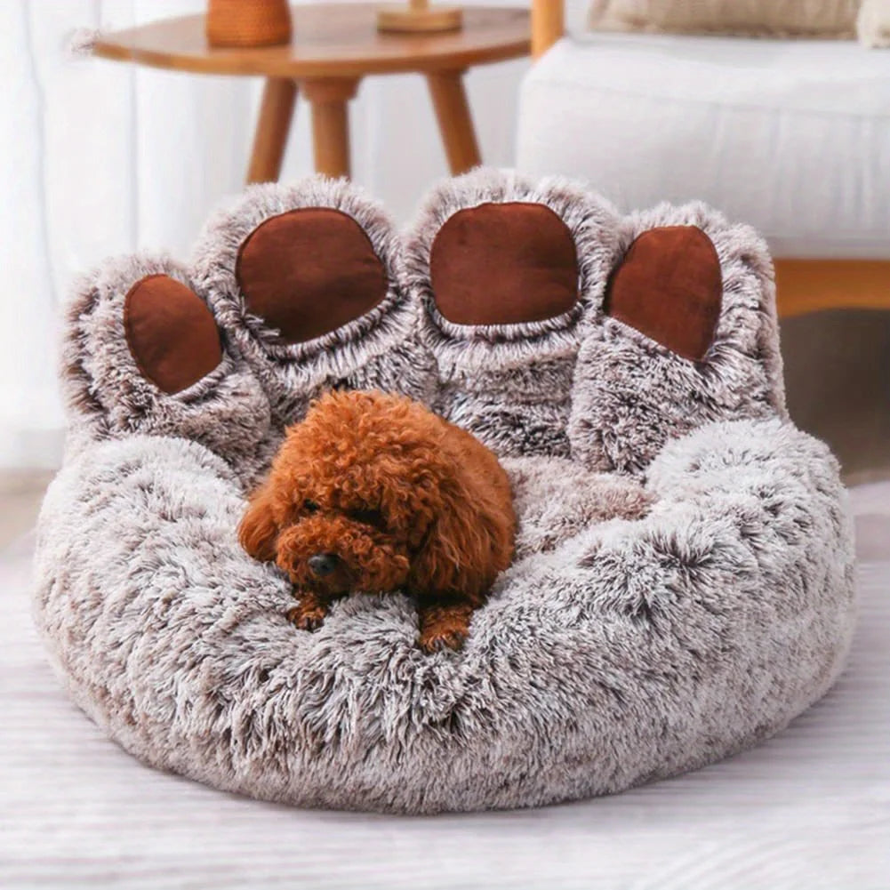 Cute Bear Paw Shape Pet Bed – Soft Fluffy Dog & Cat Sofa Cushion Sleeping Bed for Small, Medium & Large Pets Comfortable Cozy Pet Mattress