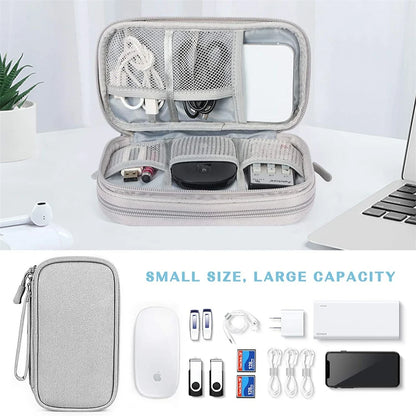 Travel Electronics Organizer Bag — Portable Waterproof Double-Layer Storage for Cables, Wires & Accessories