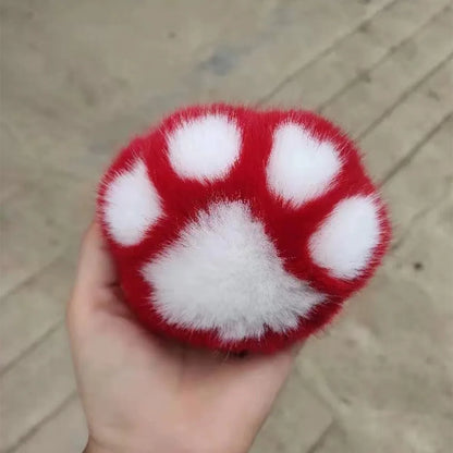 Fluffy Cat Paw Keychain - Cute Faux Fur Plush Pendant Charm for Backpacks, Bags & Car Keys