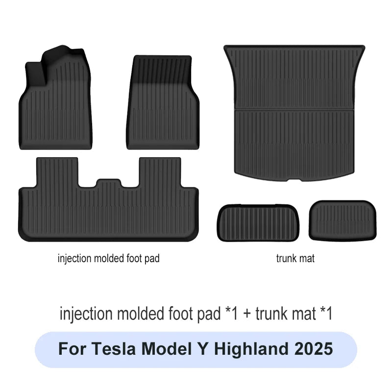 Tesla Model Y Juniper 2025+ TPE Floor Mats Set – Premium All-Weather Cargo & Trunk Liner, Wear-Resistant Car Interior Foot Protection Mats